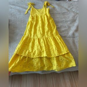 Sunshine ☀️ yellow 💛 lace tiered maxi dress with tie sleeves